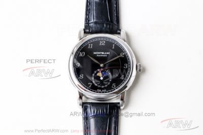 Perfect Replica Montblanc Leagcy Black Moon-Phase Dial Smooth Bezel 42mm Watch